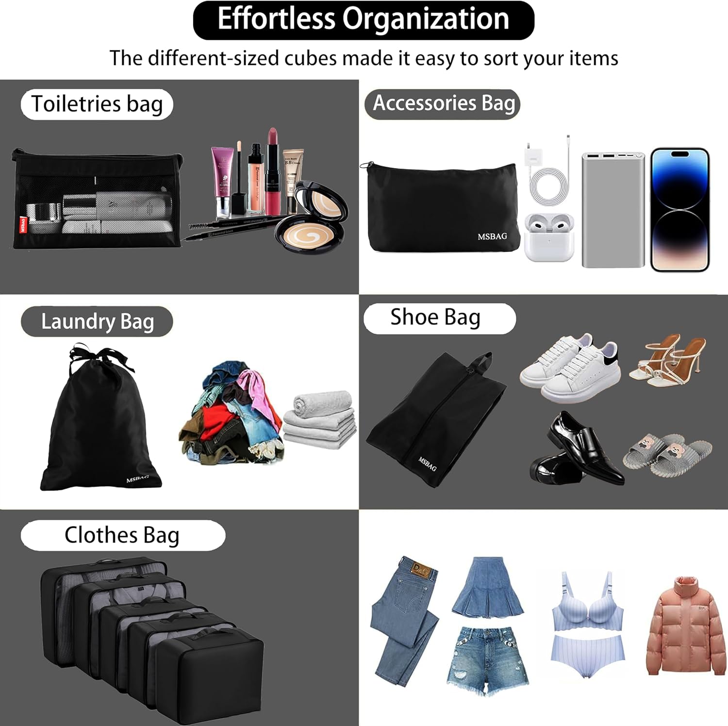 9 set Packing Cubes for Travel,Effortless Organization Cube for Quick Packing& Unpacking, Travel Must Have Suitcase Organizer Essentials for any Journey,Business trip,Cruise,Camping,hiking,Vacation. - Image 2