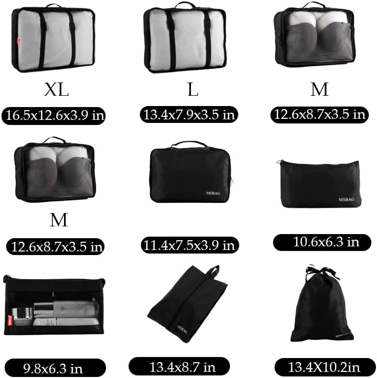 9 set Packing Cubes for Travel,Effortless Organization Cube for Quick Packing& Unpacking, Travel Must Have Suitcase Organizer Essentials for any Journey,Business trip,Cruise,Camping,hiking,Vacation. - Image 6