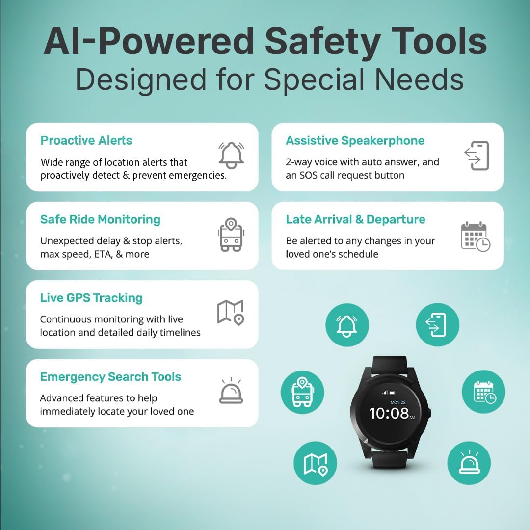 AngelSense Assistive Technology Watch with Personal GPS Tracker for Teens, Adults, Seniors, Autism, Special Needs, Dementia, Speakerphone, SOS Button, Live Tracking, Subscription Required - Image 8