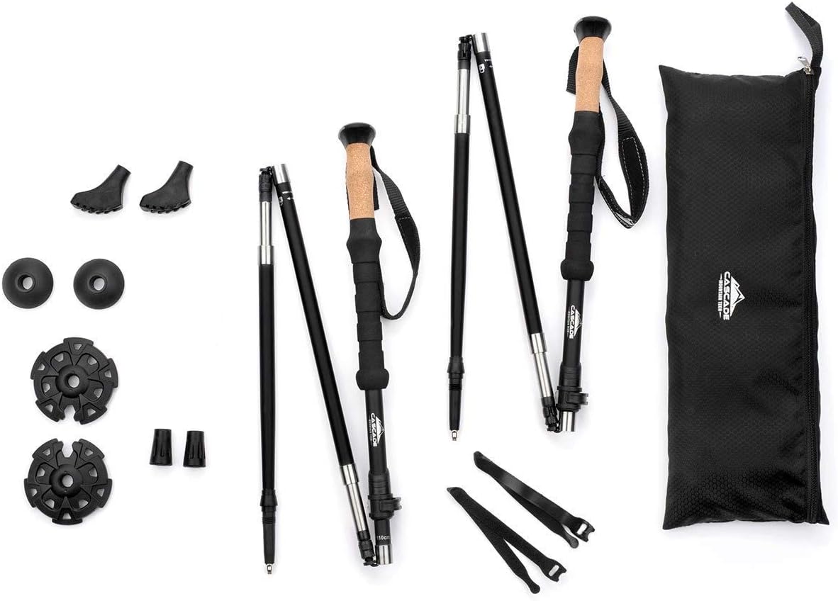 Trekking Poles - Carbon Fiber Monopod Walking or Hiking Sticks with with Accessories Mount and Adjustable Quick Locks