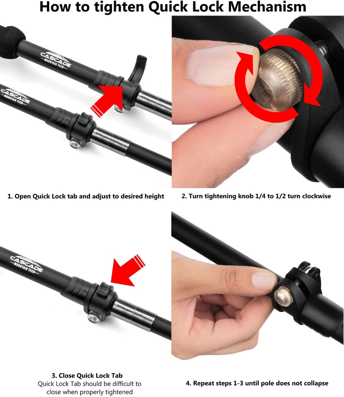 Trekking Poles - Carbon Fiber Monopod Walking or Hiking Sticks with with Accessories Mount and Adjustable Quick Locks - Image 7